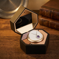 Boîte à bijoux rotative en forme de diamant avec lecture vidéo, LED musicale, fermeture magnétique, emballage tendance pour la Saint-Valentin