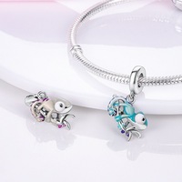 Accessoires perlés en argent 925 plaqué cuivre au design original, pour la création de bracelets et colliers DIY à l'effigie d'animaux mignons, idéal comme cadeau, fabriqué à Shenzhen, pour l'exportation transfrontalière.