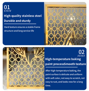 OEM Laser Cut Vàng phòng Divider lối vào phân vùng thép không gỉ kim loại phân vùng Divider cho phòng khách tường Divider - Product Image 2