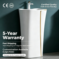 Lavabo sur pied en céramique, articles sanitaires modernes français, lavabo sur colonne pour salle de bain