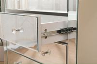 Commode moderne miroir à 4 tiroirs, table de chevet avec poignées en cristal, couleur champagne argenté, pour chambre à coucher et salon