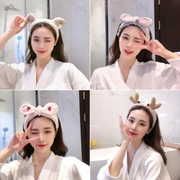 Bandeau en molleton pour se laver le visage, pour femmes, accessoire à la mode pour tenir les cheveux, noeud de coiffure avec oreilles d'animaux, Turban chaud pour filles