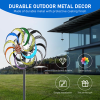 Moulin à vent cinétique solaire décoratif de jardin, double métal, étanche, résistant aux intempéries, 2 m de diamètre, avec piquet