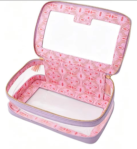 Sac de voyage Mahjong grande capacité, organisateur de maquillage transparent personnalisé <span class=keywords><strong>Ava</strong></span> Factory avec pompon pour soirée de jeu portable - Product Image 4