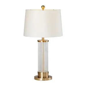 Luxury Living Room Circular European Style Restaurant Crystal Column Table Lamp