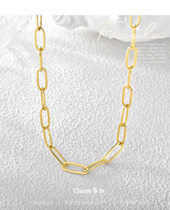 Trendy Simple Luxury Style Brass Necklace with Claw Setting Inlay Technology Gold <b>Silver</b> Link Chain Party Jewelry Gift - Product Image 1