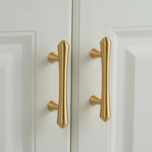 Poignées et boutons en laiton doré brossé pour cuisine, poignée de porte de meuble, barres de traction architecturales symétriques à trou unique - Product Image 5