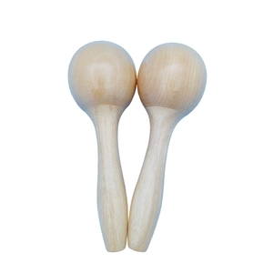 Wholesale Blank Unpainted Mini Wooden Maracas Sand Shaker Orff Percussion Instrument For Kids Playing - Product Image 1
