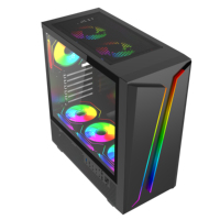 Torre Media para PC con Tira RGB, Panel Lateral de Vidrio, Carcasa Blanca para PC, Gabinete para CPU ATX, Refrigeración, Carcasa para Computadora de Juegos
