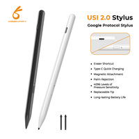 Stylet pour tablette à écran tactile, 4096 niveaux de pression, USI2.0, stylet électromagnétique actif en métal, détection d'inclinaison, 40 heures d'utilisation, Type-C