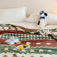Couverture de Noël en gros, couverture double face en velours de lait et sherpa, motif sapin de Noël, douce et chaude, décoration intérieure pour lit