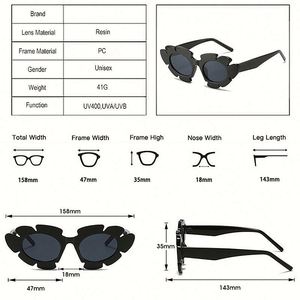 Gafas de Sol de Moda Retro 2022, Estilo Ojo de Gato, Colores Dulces, Protección UV400, Forma de Flor, para Mujer - Product Image 6