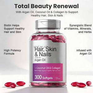 Arganolie Kokosolie Collageen Geïnfuseerd 5000mcg Biotine Multivitamine & Mineraal 300 Softgel <span class=keywords><strong>Capsules</strong></span> Voor Haar Huid & Nagels Schoonheid - Product Image 3