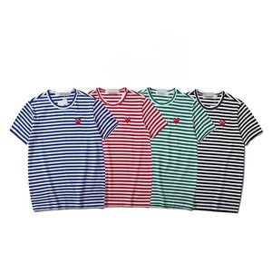T-<span class=keywords><strong>shirt</strong></span> tendance en coton à manches courtes avec broderie cœur rouge et œil, style identique pour homme et femme - Product Image 3