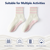 Calcetines de Pilates de Algodón Tejido para Mujer, Calcetines de Yoga Antideslizantes, Calcetines Deportivos Transpirables con Agarre para Ejercicios de Pilates de Verano