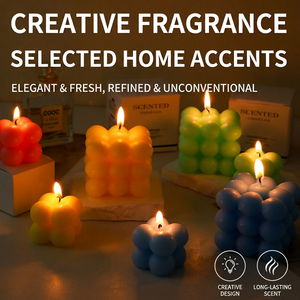 Square Art Candle <b>Paraffin</b> Wax Dripless Home Decoration Elegant Style Machine Made Multicolor Dropshipping - Product Image 2