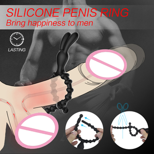 Nuevas llegadas Anillo de silicona para pene Oreja de conejo Anillo para pene Hombre Retraso de eyaculación Anillo ajustable para hombres Pareja - Product Image 3