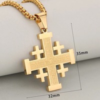 Collier Pendentif Croix de Croisier de Jérusalem Classique Or Argent Acier Inoxydable Étanche Bijou Religieux Prière Biblique pour Croyants