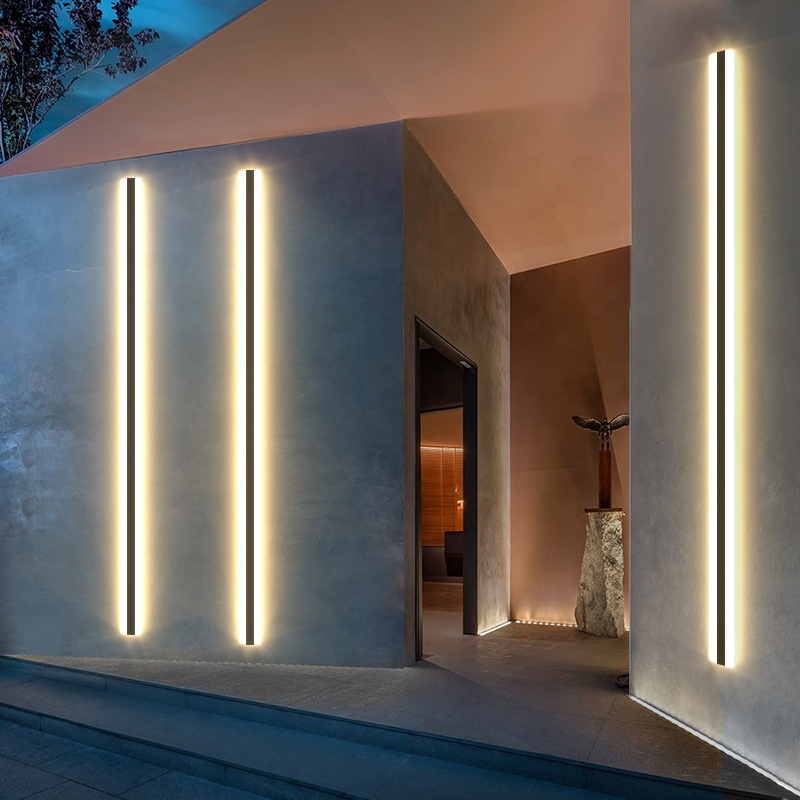Biumart-Modern Водонепроницаемый наружный светодиодный настенный светильник с длинной полосой, алюминиевый настенный светильник IP65, бра для садового крыльца
