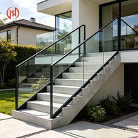 Système de balustrade extérieure en aluminium et verre sans cadre, main courante d'escalier, garde-corps de sécurité pour terrasse, balcon et piscine