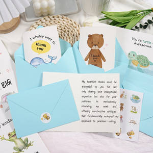 Nouvelle Arrivée Lot de 10 Cartes de Remerciement Drôles avec Courtes Phrases, Animaux de Dessin Animé, Enveloppe Cadeau, Fêtes, Aquarelle - Product Image 4