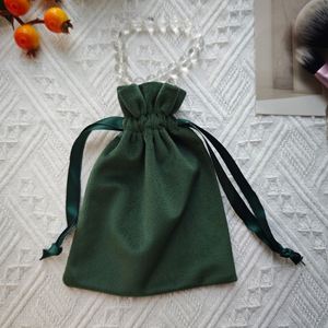 Super Soft Dark Green Velvet Custom Logo Bracelet Necklace Gift Jewellery Velvet <b>Dust</b> Packaging Pouch Jewelry Drawstring <b>Bag</b> - Product Image 2