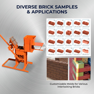 Machine manuelle à briques d'argile QMR2-40 avec moules multiples, pour la fabrication de blocs creux et pleins emboîtables, presse manuelle sans alimentation électrique - Product Image 5