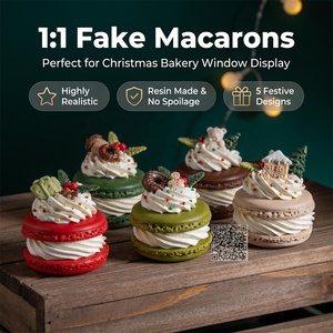 Accessoires de macarons artificiels haut de gamme, modèles réalistes de desserts de Noël pour vitrine de boulangerie, décoration de merchandising visuel - Product Image 1