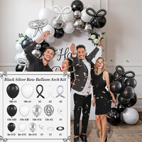 Kit d'arche de guirlande de ballons écologiques épais et durables noirs et blancs 206 pièces/ensemble en latex pour mariage, Saint-Valentin, fête