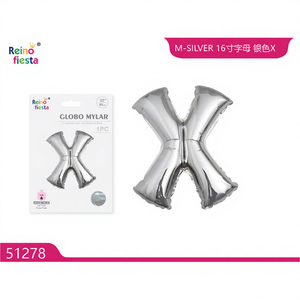 Ballon en Mylar Argenté de 32 Pouces en Forme de Lettre X, Marque Peiyong, Modèle 51278, pour Fêtes et Événements - Product Image 1