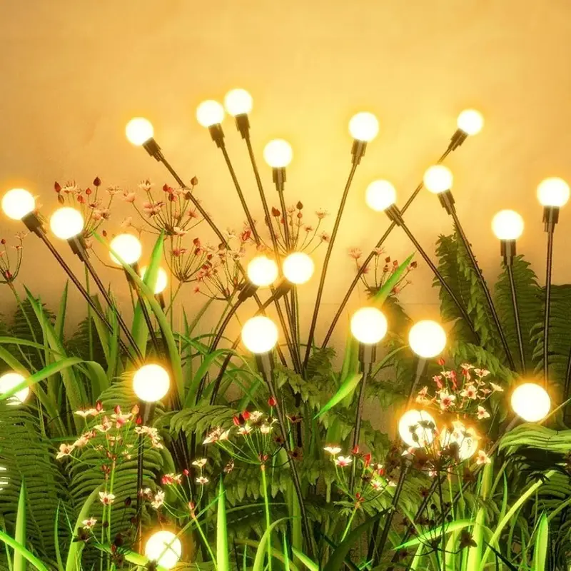 Outdoor Swaying Solar Garden Light Waterproof Firework 6 Heads Led Garden Light Powered Firefly Lamp Starburst Solar Light