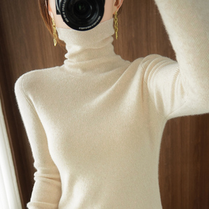 Suéter de <span class=keywords><strong>cuello</strong></span> <span class=keywords><strong>alto</strong></span> <span class=keywords><strong>gris</strong></span> con temperamento para Otoño e Invierno para <span class=keywords><strong>mujer</strong></span>, camisa Base de punto interior con estilista de solapa de hilo fino frontal coreano - Product Image 3