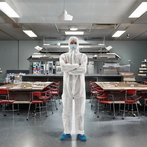 Tuta Protettiva Professionale Monouso in Tessuto Non Tessuto Traspirante Antistatico con Polsini Elastici, Livello D, Vestibilità Regolare, per Ingrosso - Product Image 2