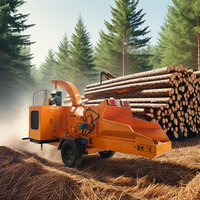 Broyeur forestier Volnos Broyeur de bois horizontal Mobile Diesel Grande chenille/roue Mini Track Disc 40 Hp Déchiqueteuse à bois