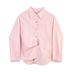 Chemise à manches longues en pur coton rose Sakura pour femme, nouvelle collection printemps/été 2026, chemise boutonnée ample tendance pour femme - Product Image 6