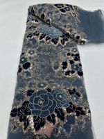 NI.AI Nouveauté Tissu en dentelle de velours perlé à sequins pour robes de mariée africaines