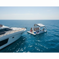 Grande plateforme flottante gonflable avec tente pare-soleil 5x3.2m, île de détente aquatique de luxe pour yacht, idéale pour les fêtes