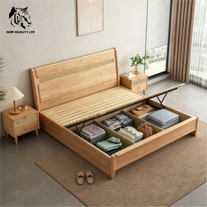 <b>china</b> wholesale well priced customize large stock ship immediately storage <b>bed</b> new fashion bedroom furniture wood full size <b>bed</b> - Product Image 5