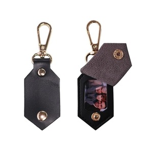 <b>Leather</b> photo clip <b>keychain</b>, DIY 1-inch photo album, Father's Day commemorative <b>keychain</b>. - Product Image 3