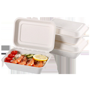 Disposable Paper <b>Lunch</b> <b>Box</b> 450Ml Square Biodegradable Food Grade <b>Microwave</b> Safe Takeout Packaging - Product Image 5
