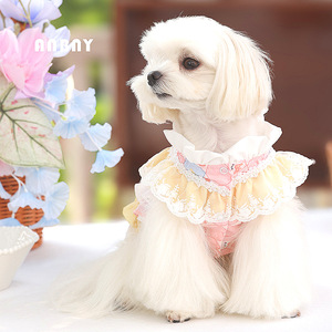 Vestido para Perro Anbay Lolita, Rosa, Azul, Amarillo, con Volantes, Estilo Princesa, para Perros Pequeños, para las Cuatro Estaciones - Product Image 3