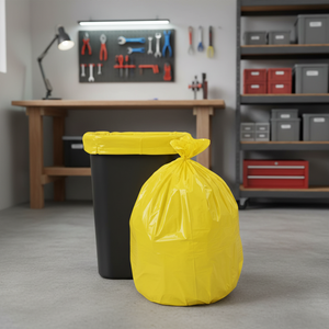 Sacs poubelles jaunes robustes personnalisables de 12 à 16 gallons, 24x33 pouces (matériau LDPE) - Product Image 1