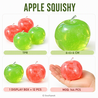 Jouet Squishy Pomme TPR Southpeak, Doux au Toucher, Anti-stress, Forme Fruit, Rouge Rose Vert 6cm, Boîte de Vente en Gros pour Présentation au Détail