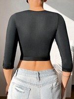 Soutien-gorge de sport à manches 3/4, sous-vêtement push-up à boutonnière avant, pour fille et femme, grande taille, haut sculptant, amincissant la poitrine