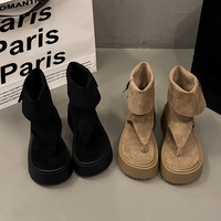 Sandales à plateforme épaisse et bout ouvert pour femme, style rétro en daim, rehaussant la taille, tendance urbaine, chaussures de plage et d'extérieur