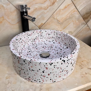 Offre Spéciale pierre de terrazzo lavabo coloré rond en pierre de marbre évier de salle de bain lavabo en <span class=keywords><strong>béton</strong></span> suspendu pour hôtel - Product Image 2