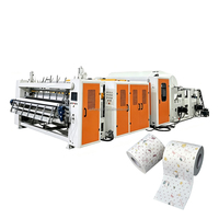 Machine entièrement automatique de découpe, perforation, déroulement, collage de la queue et de la colle, et de rembobinage pour papier toilette en maxi-rouleaux