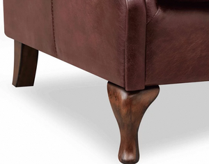 Fauteuil classique en bois avec coussin en cuir, construction robuste, chaise confortable et douce pour salon, bureau ou salle de séjour - Product Image 4