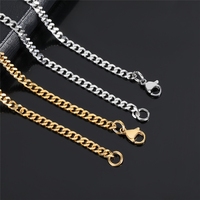 Bijoux Hip Hop, collier chaîne fine en acier inoxydable plaqué or 3 mm, style cubain, pour femmes