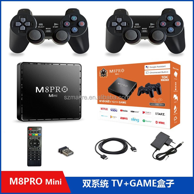 S Classic M8 Pro Mini Handheld Game Box Wireless Retro Video Game Console 4K HD TV Family Android Game Device M8 Pro Controllers